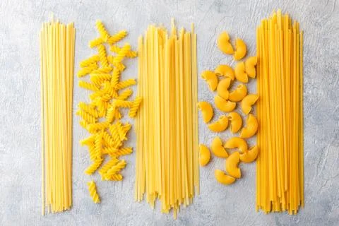 Different types of pasta Stock Photos