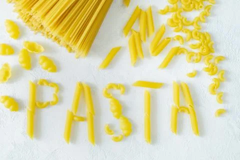 Different types of pasta Stock Photos