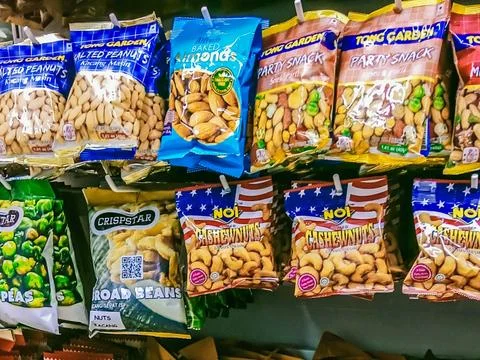 Different types of peanut snacks Stock Photos