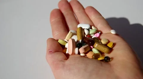 Different types of pills Stock Footage 67453364