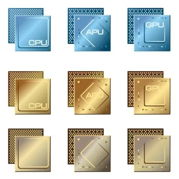 Different types of processors Stock Illustration