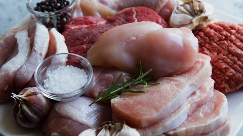 Different types of raw meat Stock Footage 116361451