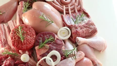 Different types of raw meat	 스톡 동영상 329777288