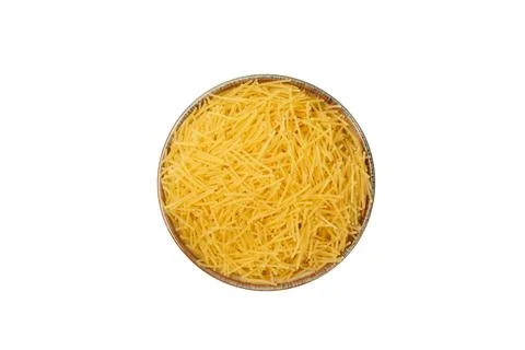 Different types of raw pasta isolated on white background. Stock Photos