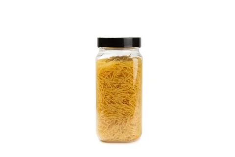 Different types of raw pasta isolated on white background. Stock Photos
