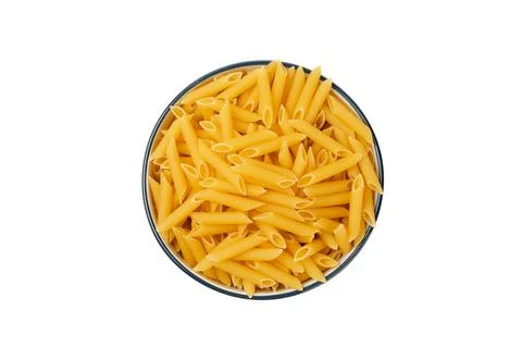Different types of raw pasta isolated on white background. Stock Photos