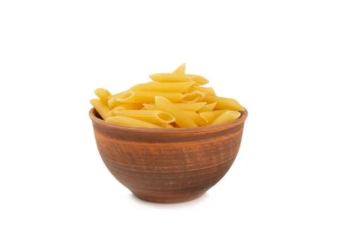 Different types of raw pasta isolated on white background. Stock Photos