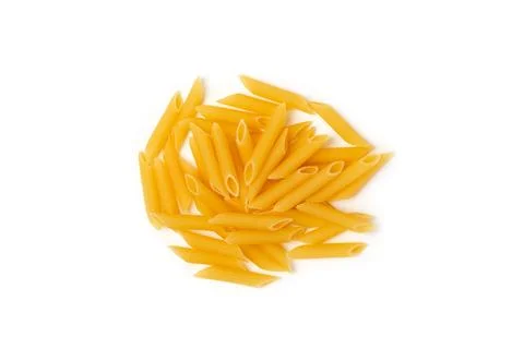 Different types of raw pasta isolated on white background. Stock Photos