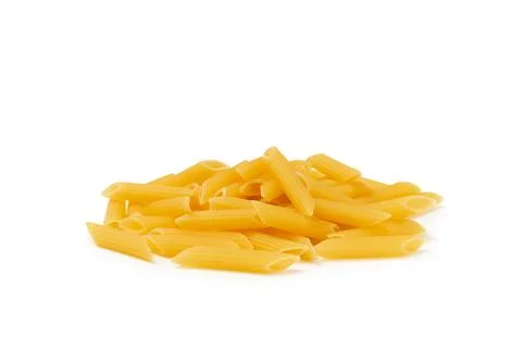 Different types of raw pasta isolated on white background. Stock Photos