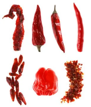 Different types of red chillies Stock Photos