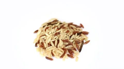 Different types of rice mixed rotating Stock Footage 35568944