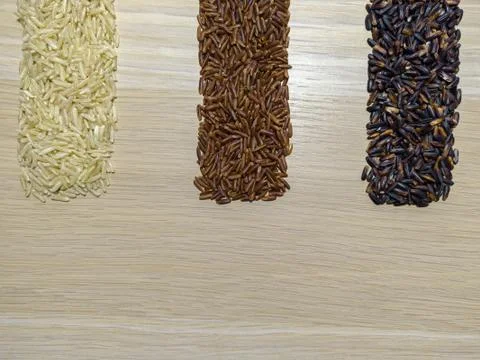 Different types of rice Stock Photos