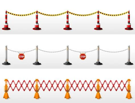 Different types of safety barriers Stock Illustration