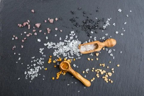 Different types of salt Stock Photos