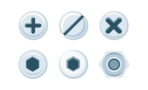 Different types of screws heads and bolts for construction and repair 스톡 일러스트