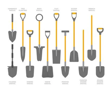 Different types of Shovel Set Collection, consist of Garden Shovel Tree Pla.. Stock Illustration