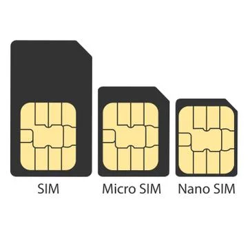 Different types of SIM card. Vector illustration, flat design. Stock Illustration