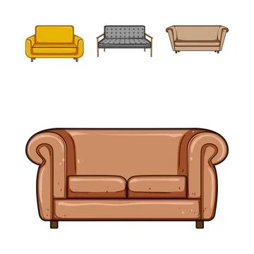 Different types of sofas and couches collection Stock Illustration