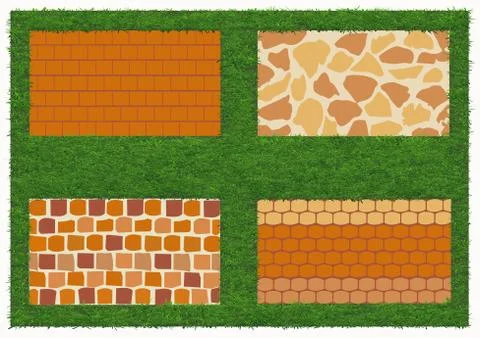 Different types of stone and brick masonry Stock Illustration