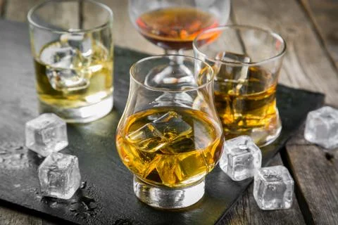 Different types of strong alcohol Stock Photos