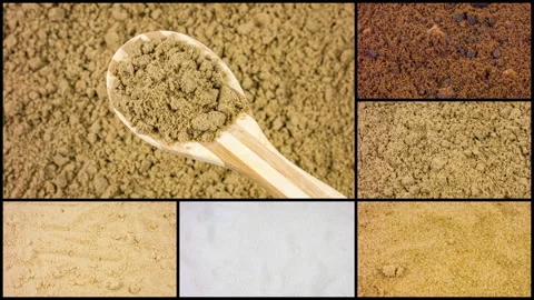 Different types of sugar - brown, white and refined sugar in multi screen 스톡 동영상 90104927