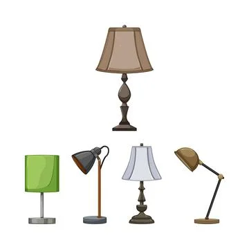 Different types of table lamps standing Stock Illustration