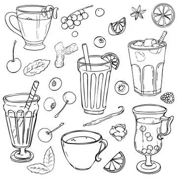 Different types of tea Illustrazione stock