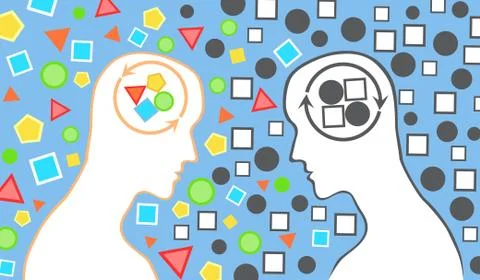 Different types of thinking and perception shown abstractly. 스톡 일러스트