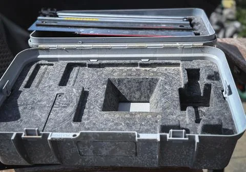 Different types of tools in a suitcase. Tools for repairs and activities. C.. Foto stock