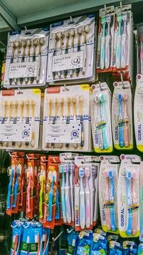 Different types of toothbrushes Stock Photos