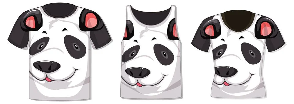 Different types of tops with panda pattern イラスト素材