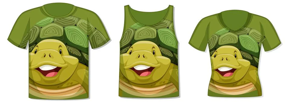 Different types of tops with turtle pattern 스톡 일러스트