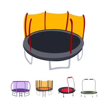 Different types of trampolines for jumping and exercise Stock Illustration