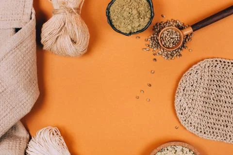 Different types of uses for hemp Stock Photos