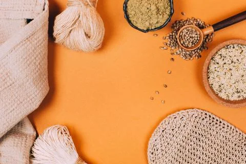 Different types of uses for hemp Stock Photos