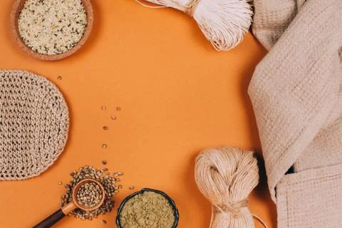 Different types of uses for hemp Foto stock