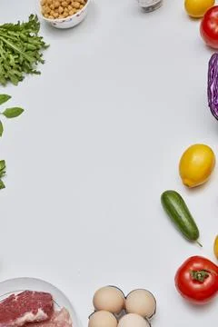 Different types of vegetables on a white table Stock Photos
