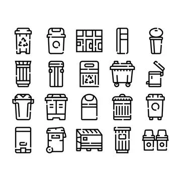 Different types of waste disposal bins collection Illustrazione stock