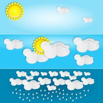 Different types of weather. Day and summer banner. Stock Illustration