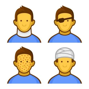 Different uerpics with some health problems. Vector Icons Set Stock Illustration