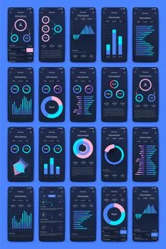 Different UI, UX, GUI screens and flat web icons for mobile apps Illustrazione stock