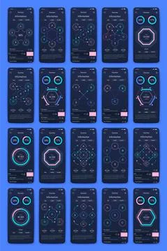 Different UI, UX, GUI screens and flat web icons for mobile apps Illustrazione stock