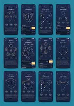 Different UI, UX, GUI screens and flat web icons for mobile apps Illustrazione stock