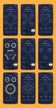 Different UI, UX, GUI screens and flat web icons for mobile apps Stock Illustration