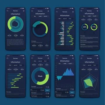 Different UI, UX, GUI screens and flat web icons for mobile apps Stock Illustration
