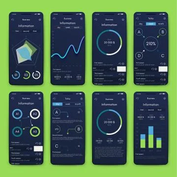 Different UI, UX, GUI screens and flat web icons for mobile apps Stock Illustration