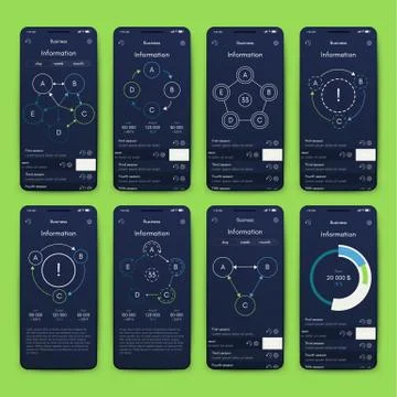 Different UI, UX, GUI screens and flat web icons for mobile apps Stock Illustration