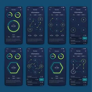 Different UI, UX, GUI screens and flat web icons for mobile apps Illustrazione stock
