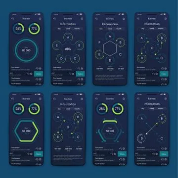 Different UI, UX, GUI screens and flat web icons for mobile apps Illustrazione stock