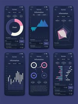 Different UI, UX, GUI screens and flat web icons for mobile apps Illustrazione stock